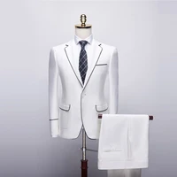white classic man suits groom wedding slim fit tuxedos male peaked lapel blazer costume homme mariage