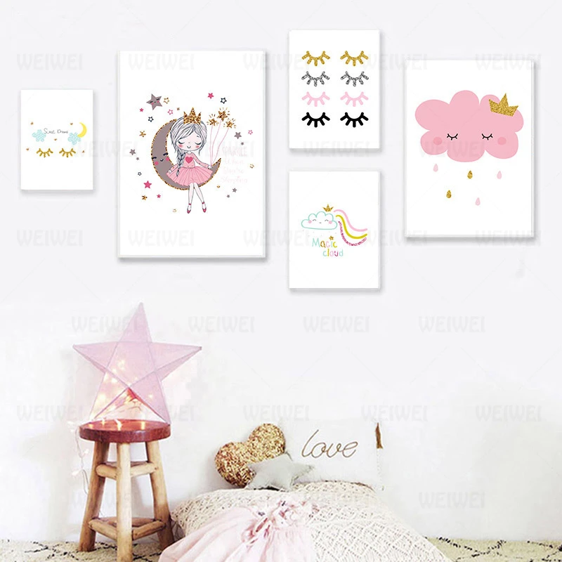 Маленькая принцесса холст детский постер детская комната настенный