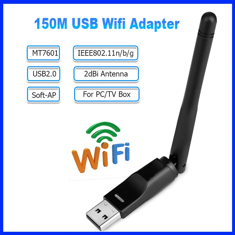

MT7601 USB WiFi Antenna Adapter 150Mbps Wifi Adapter Wireless Network Card Wifi Receiver for Desktop Laptop Drop Shipping