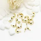 Обжимные бусины для ювелирных изделий, комплект фитингов с зажимом-коннектором с позолоченным покрытием 14 карат, 3 мм, 4 мм, 100 шт.