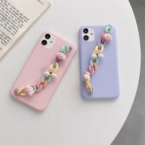 cute bracelet wrist strap phone case for realme c20 c21 gt neo 7 c11 c12 c15 c17 c2 c1 c2 narzo 10 20 candy clouds soft cover free global shipping