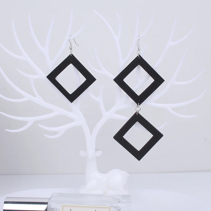 

JID Gold Color Square Stud Earrings For Women Handmade Europe Style Statement Leather Drop Earring Rubber Jewelry Gothic Ethnic