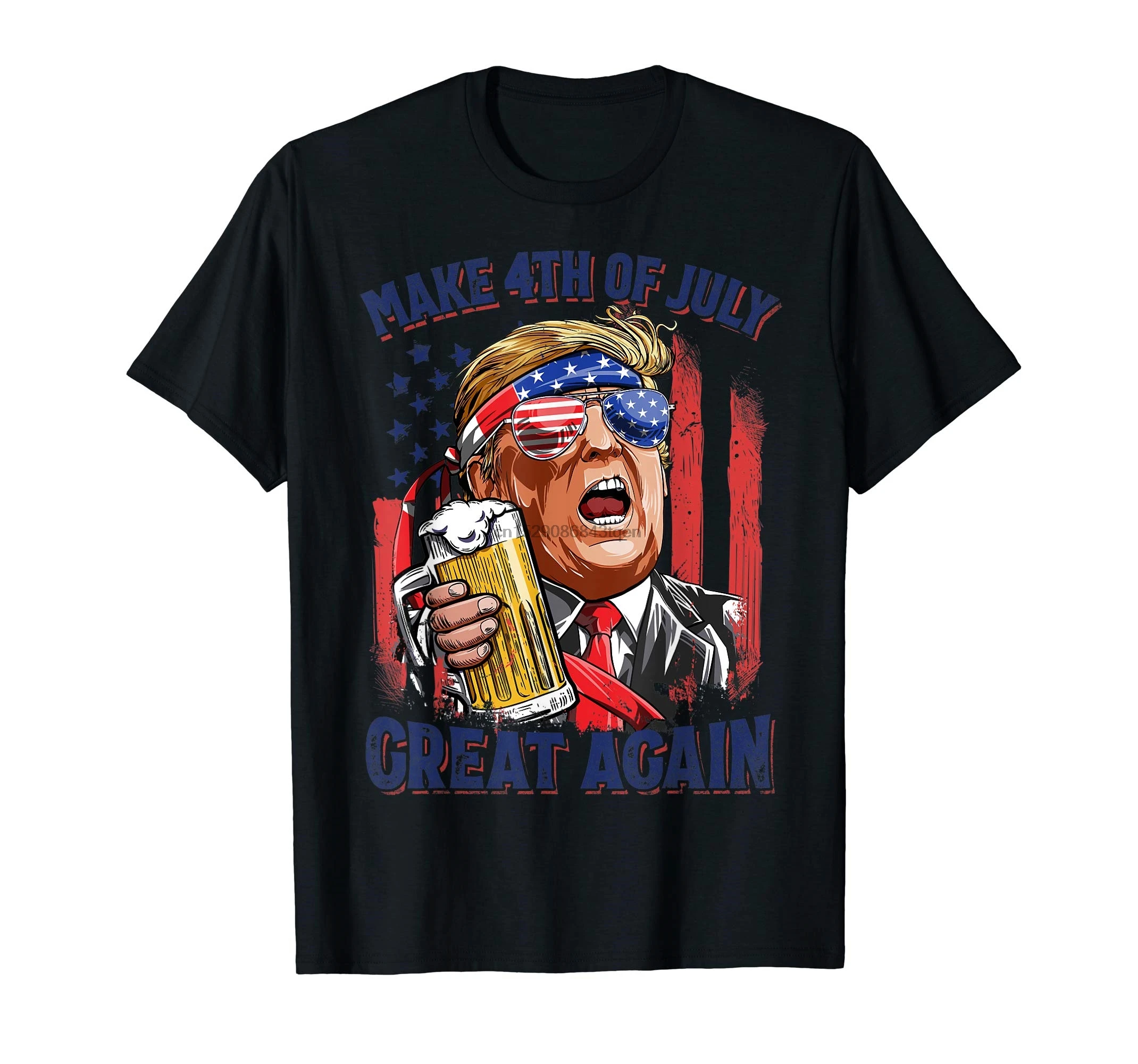 Смешные Трамп мужские July Great Again Футболка черная Make 4th of Drinking Beer Мужская|Мужские