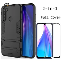 for xiaomi redmi note 8t case note 8t glass note 8 t screen protector luxury thin hard armor bumper shockproof case cover stand