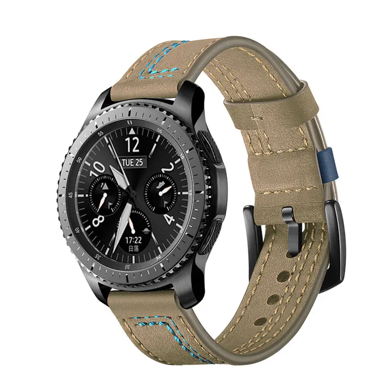 22 мм ремешок из натуральной кожи для samsung gear S3 Frontier galaxy watch 46 мм huawei gt watch 2 band amazfit GTR 47 мм браслет