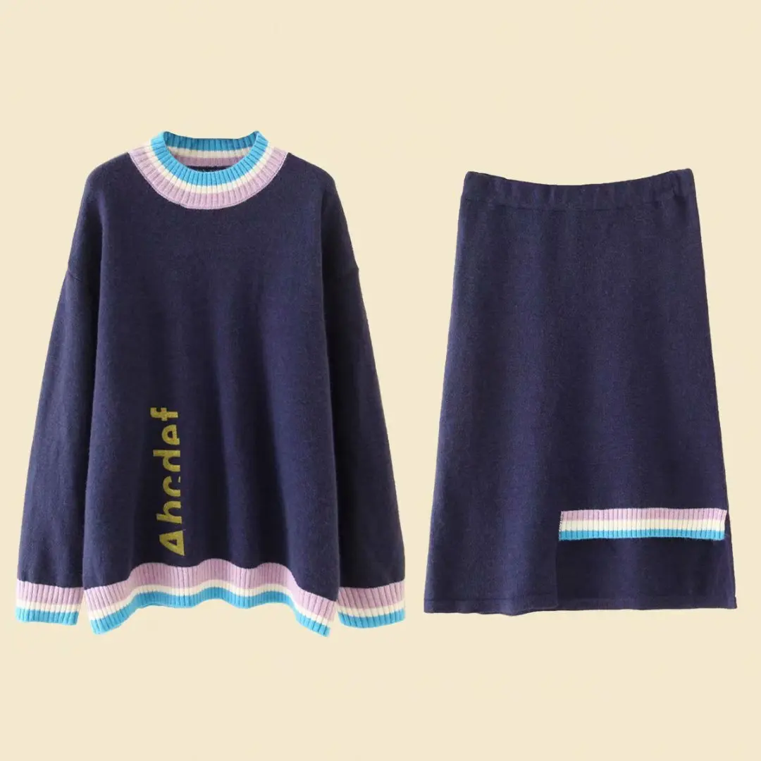 Повседневный комплект из двух предметов размера плюс осень 2019 женские модные