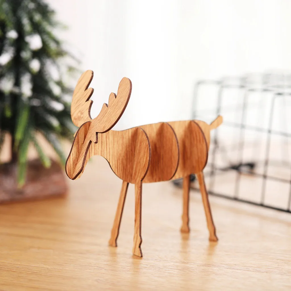 DIY Деревянные лось украшения Детские креативные подарки настольный декор новые