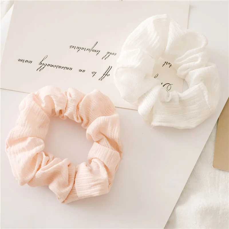Модные однотонные резинки для волос зубочистки эластичные с морщинами розовые