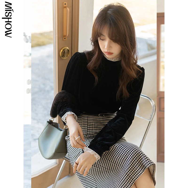 

MISHOW 2021 Winter Blouses For Women Autumn Basic Winter Thick Female Tops MXA43X0080
