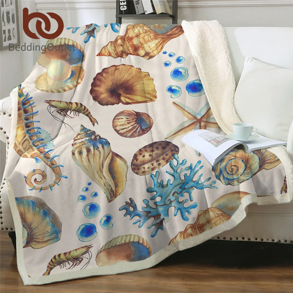 Постельные принадлежности Outlet акварельные морские пледы одеяло морской конек