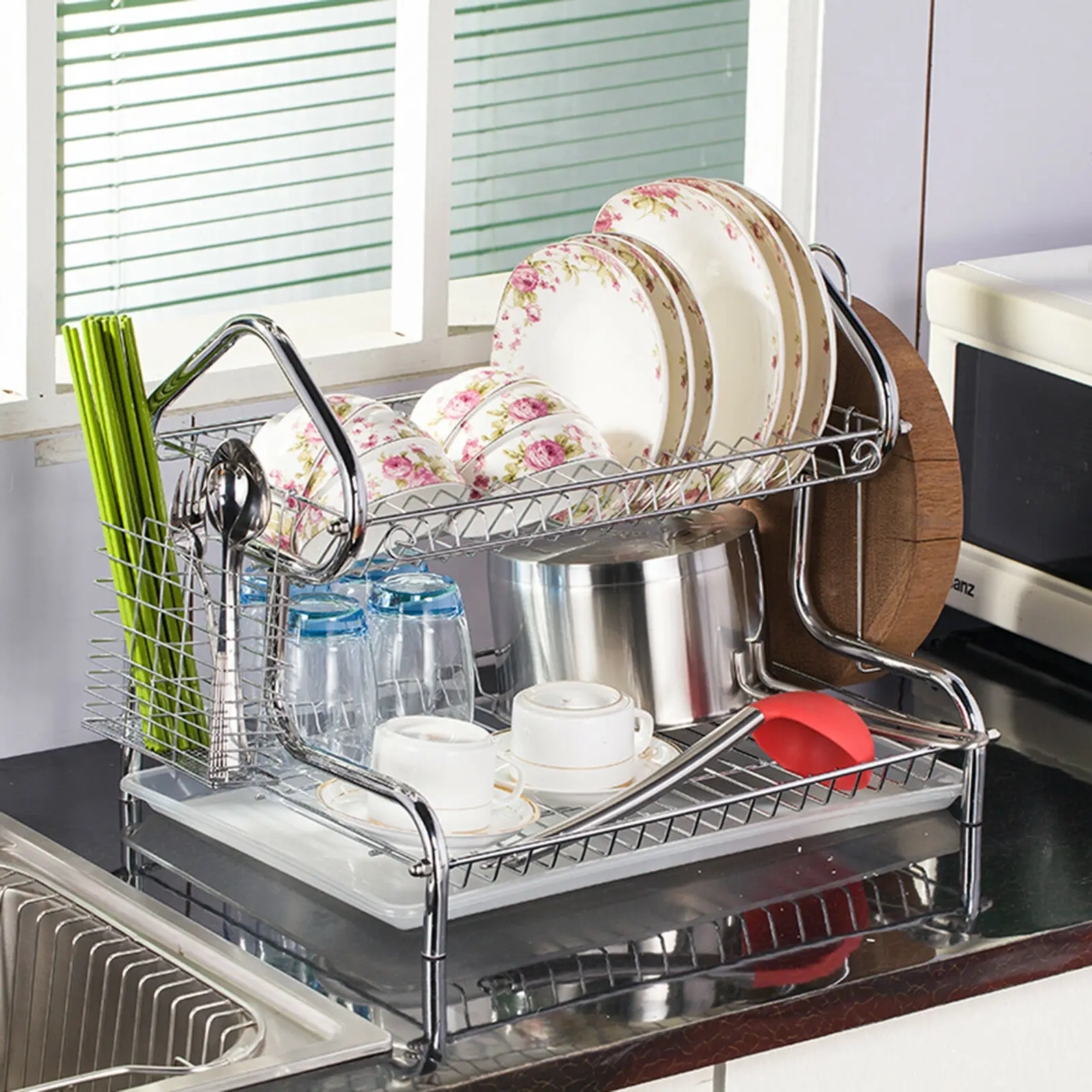 Стеллаж для сушки посуды доска для раковины Кухня хромированный блюдо подставка для сушки 2-х уровневые/3-х уровневая Ножи держатель/палочками для еды, оборот в минуту(R/N/S/дом типа на выбор