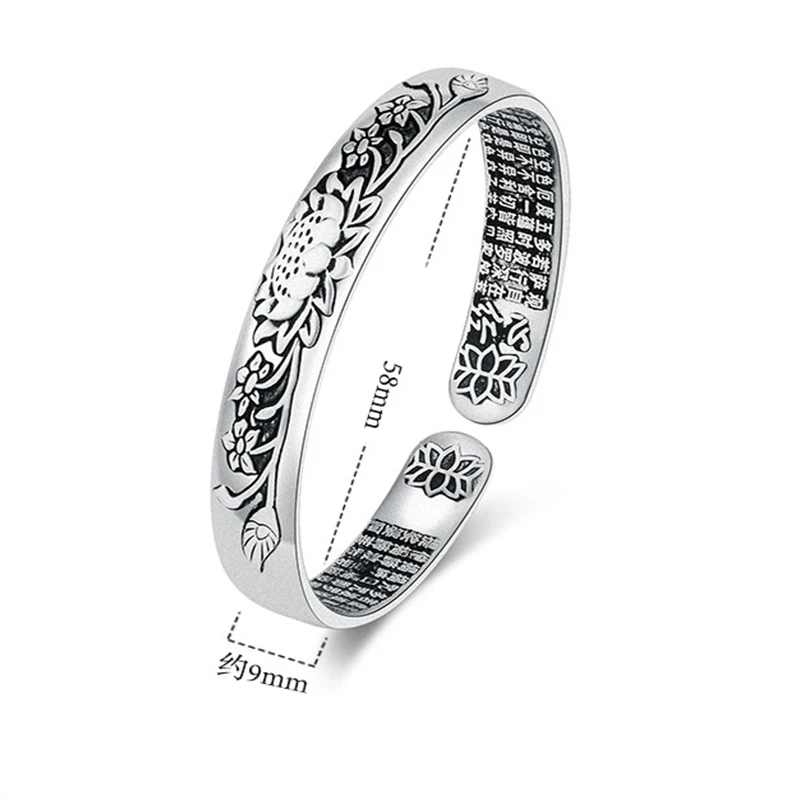 

925 Sterling Silver Bracelet Buddhism Lotus Design Bracelet For Women Silver Jewelry 2020 New