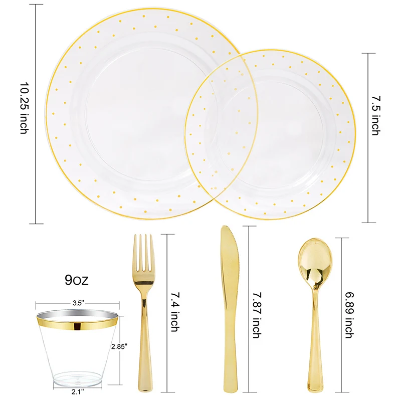 

Disposable Tableware Set Transparent Kitchen Dishes 16PCS Portable Camping Picnic Tableware Plastic for Wedding Birthday Party