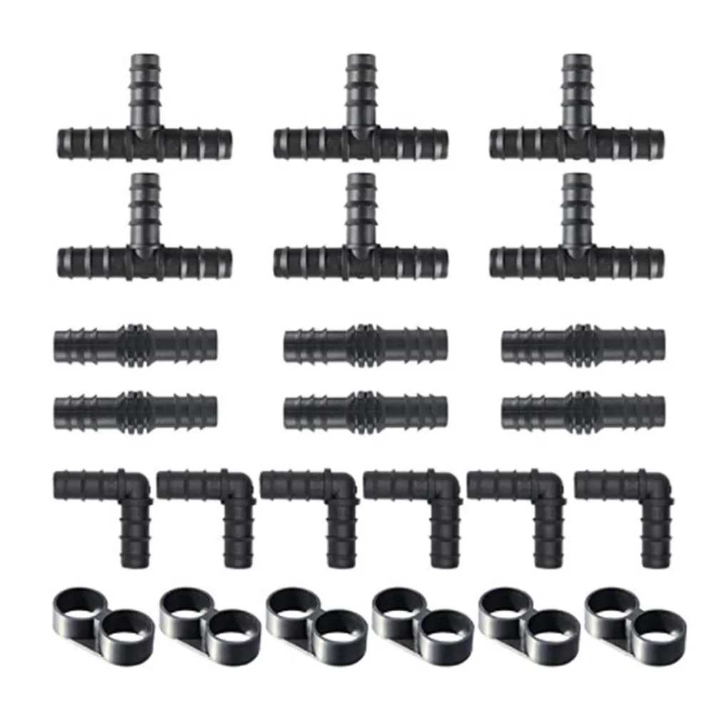 

24/34Pcs Connectors Plastic Pipe Hose Irrigation Connector 16 MM(0.63 inch) Mixed Connectors for Garden Irrigation Systems