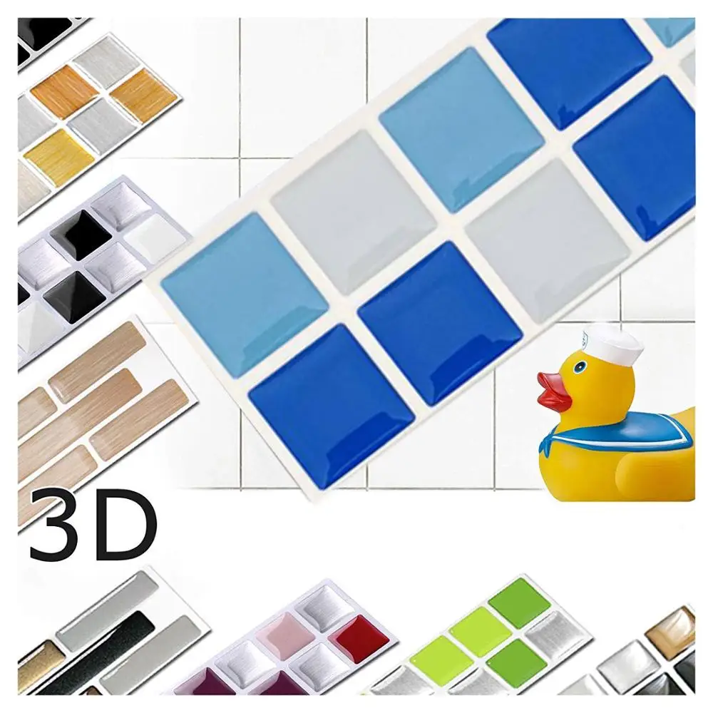Vivid tiles 6 листов синий самоклеящийся Гладкий Декор поверхности виниловые обои 3D