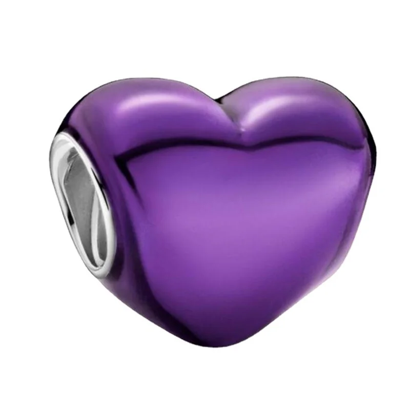 

2021New S925 Sterling Silver 2-color Heart Charm Fit Original 3mm Bracelet&Bangle For Women Birthday Fashion Jewelry Gift