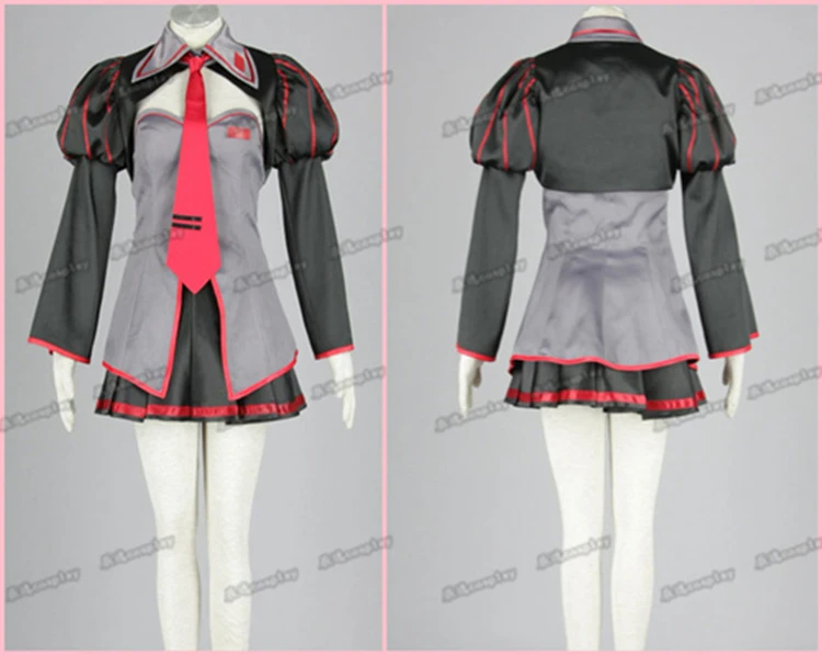 

Vocaloid Sakura Miku Cosplay Pink Costume Animation Apparel Red Dress Skirt Necktie Sleeves