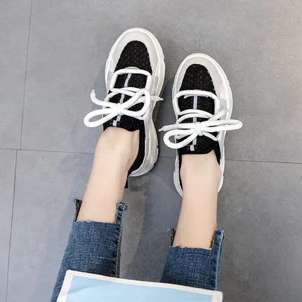 

2021 summer new mesh breathable old shoes casual all-match thick-soled sports large size female flat shoes