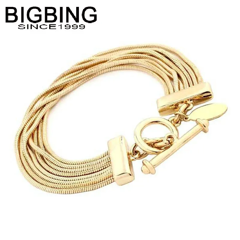 R199 BIGBING ювелирные изделия Модная Золотая Серебряная цветная змеиная цепь