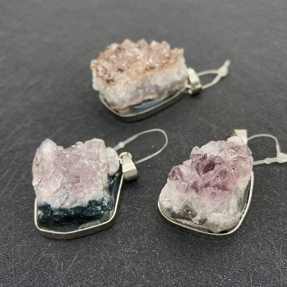 

1pcs Natural Stone Amethyst Pendant Irregular Shape Purple Jewelry DIY Making Necklace Accessories Men Women Holiday Gift Party