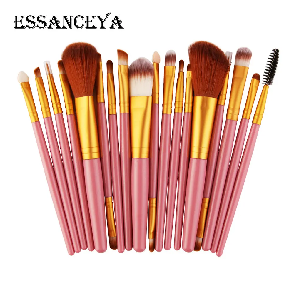 18PCS-FJ ESSANCEYA 6-18 шт. набор кистей для макияжа, Тональная основа, пудра, румяна, тени для век, подводка для глаз, губ, косметический набор кистей для макияжа, инструменты - Handle Color: 18PCS-FJ
