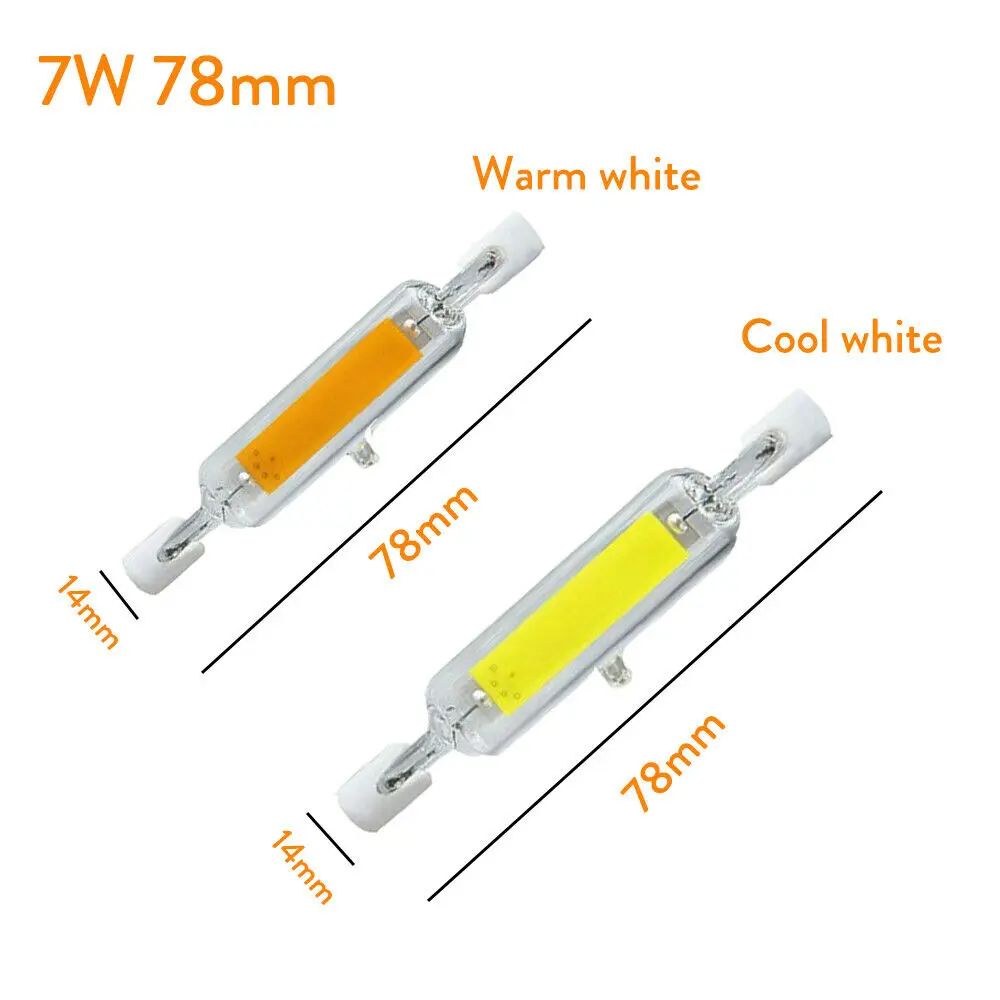 78mm 7W 10x затемнения R7S 118 мм COB мини Стекло трубка светодиодный 25/15/12/7 W предназначены на замену галогеновым лампам, 110V 220V R7S 78 мм мощный профессиональный светодиодный прожектор лампы - Испускаемый цвет: 78mm 7W