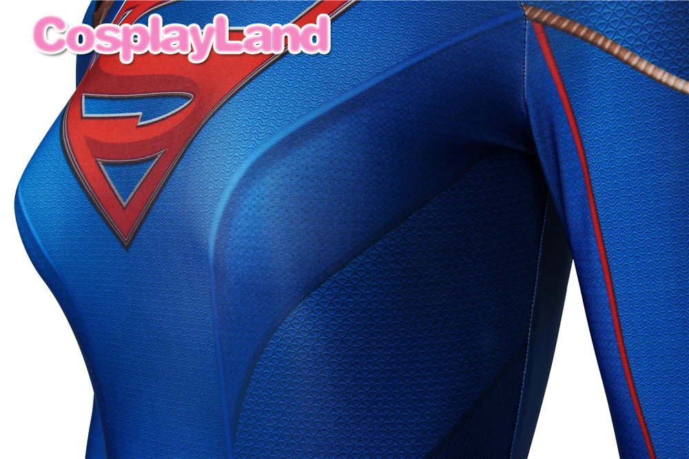 3D Супергерл сезон 5 костюм Kara Zor-El Danvers Косплей Суперженщина комбинезон костюмы на Хэллоуин для Womloak Синий боди