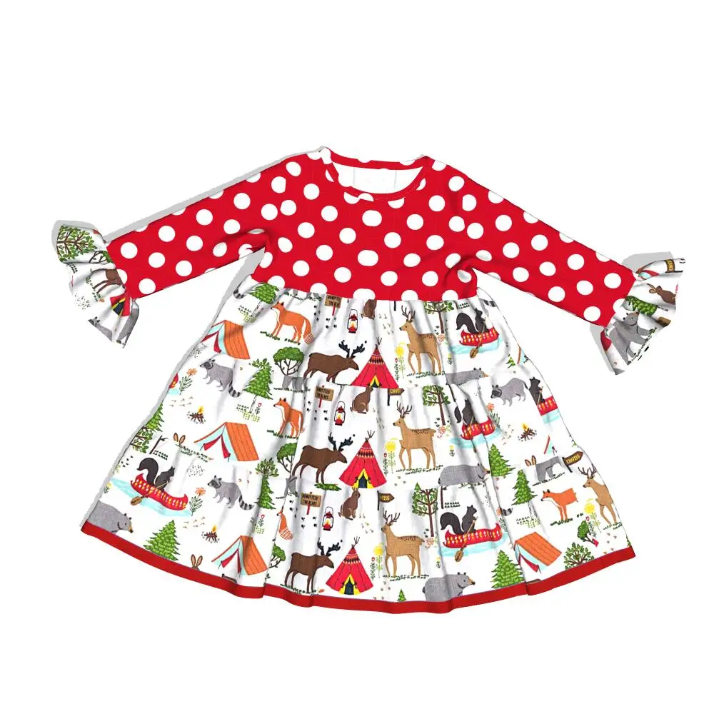 2019 платье для девочек детская одежда Санта Клаус Рождественская елка LYQ908-1475-HY |