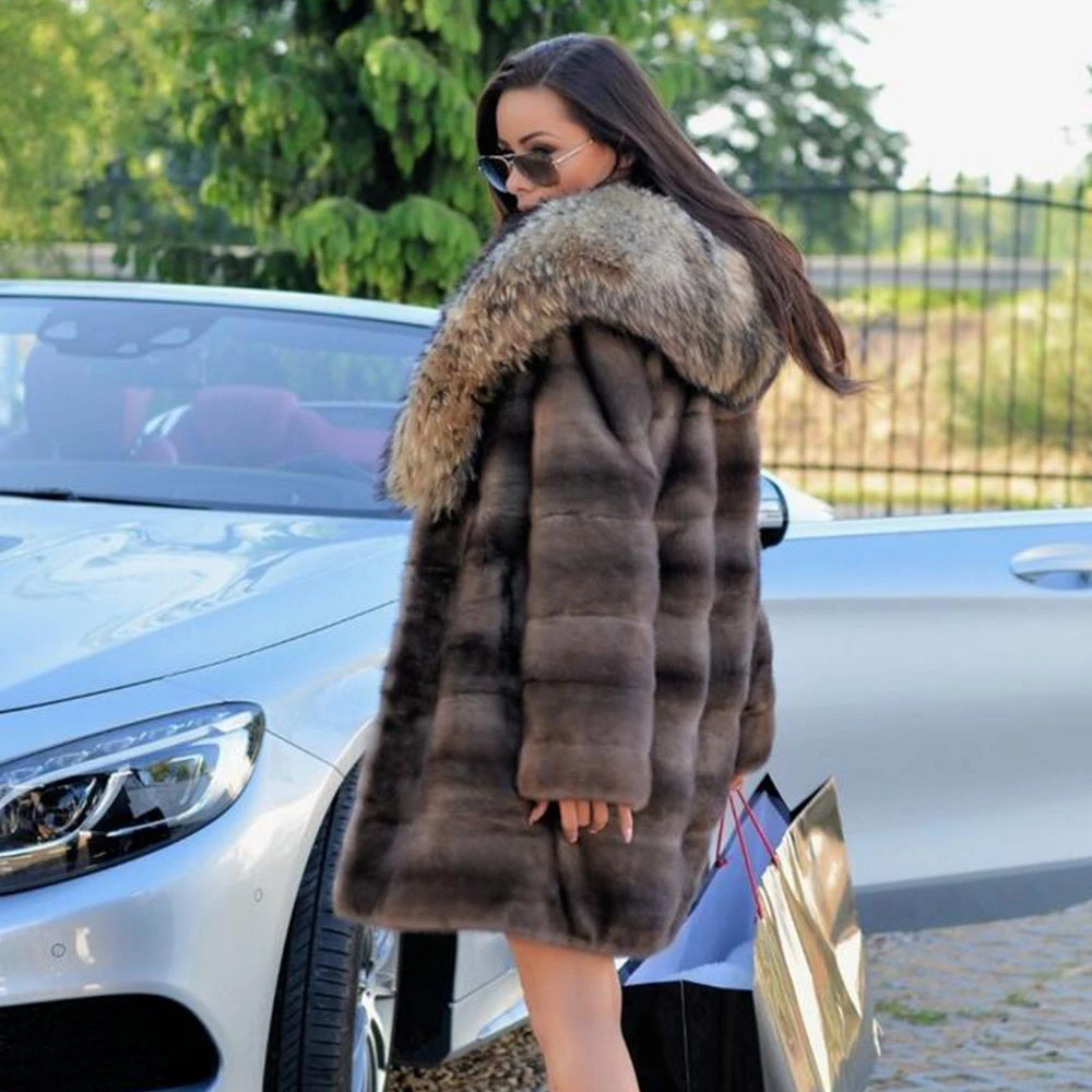 TOPFUR Winter Real Fur Coat Women Lapel Collar Natural Mink Fur Coat Women Medium Thick Full Sleeves Coats Fur Customized