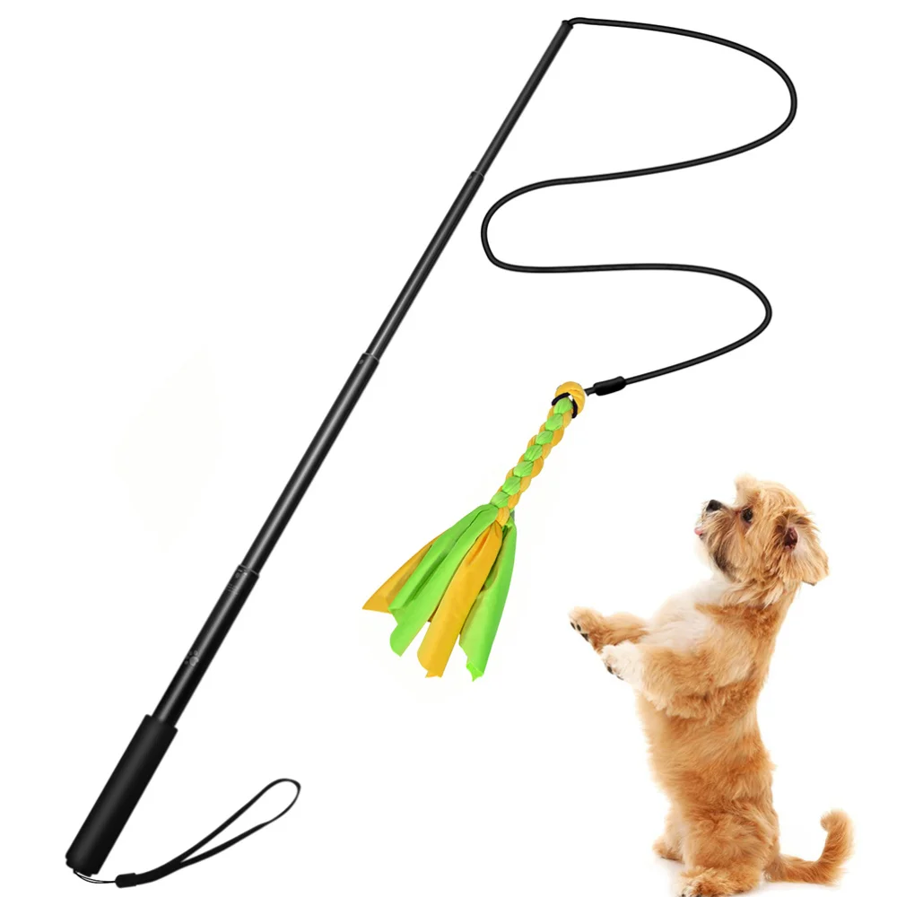 

1Set Retractable Dog Teaser Pole Puppy Trainer Dog Tease Pet Training Stick