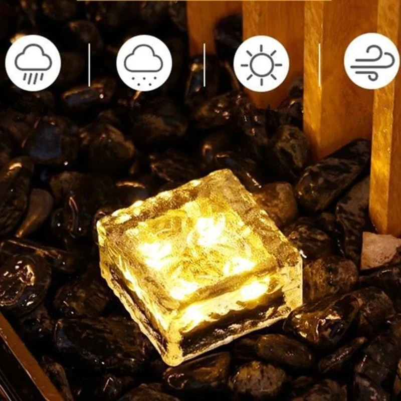

Party Square Light Waterproof Decoration Solar Lawn Garden Light Ice Cube LED Light Path Landscape Backyard Terrace Square Light