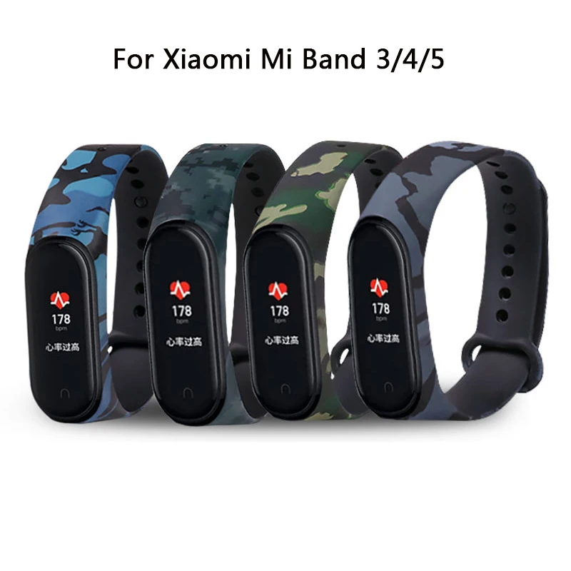 Камуфляжный умный Браслет для Mi Band 3 4 5 сменный ремешок наручных часов Xiaomi