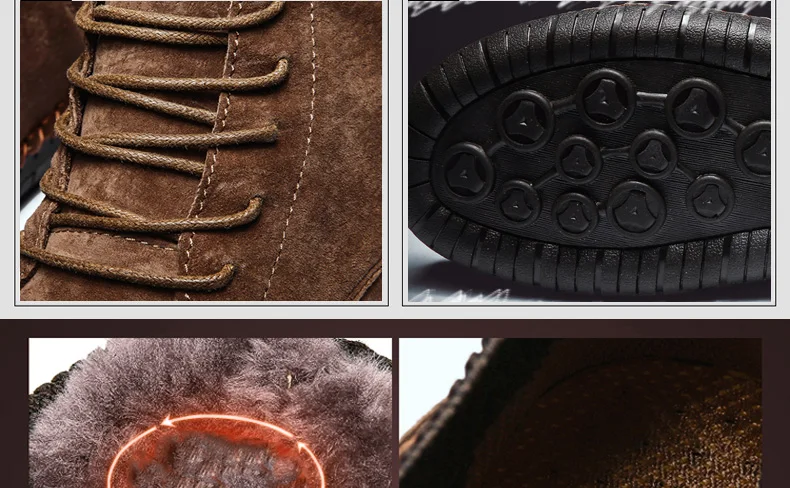 Зимние кожаные повседневные мужские ботинки; Botines Hombre Botas Masculina Bot Erkek Buty Zimowe Stivaletti Uomo; плюшевый мех