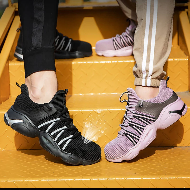 

Men Safety Shoes Nice Breathable Work Shoes wear-resistant Light Sports Shoes Male Safety Shoes smash-proof Men Work Shoes