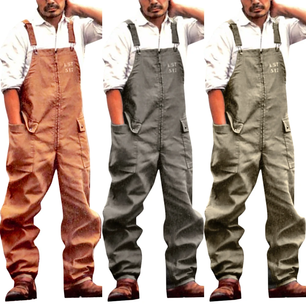 

Mens Overalls Work Style Casual Sweatpants Pocket Drawstring Loose Cargo Trousers Streetwear Pants 2021 Joggers
