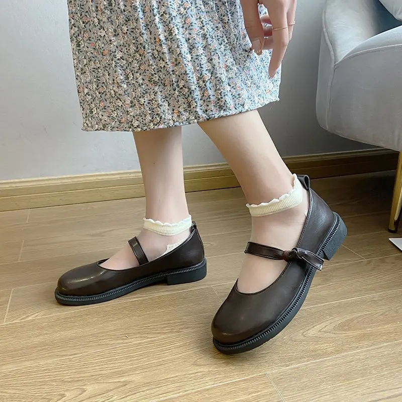 

Spring Autumn Women Flats Leather Mary Janes Shose Black Green Lolita Shoes Platform Slip on Casual Shoes Zapatos Mujer