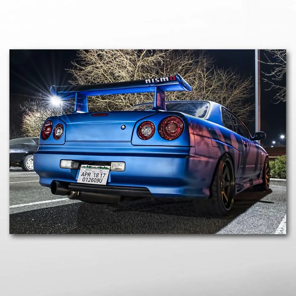 

Nissan GT R синий автомобиль спортивный автомобиль плакаты настенные художественные принты холст живопись для гостиной Декор