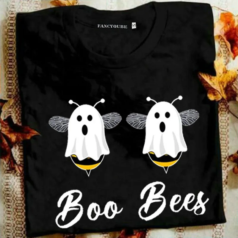 Boo Bees/парная футболка на Хэллоуин, забавная футболка с круглым вырезом, высокое качество, футболка с коротким рукавом, топы