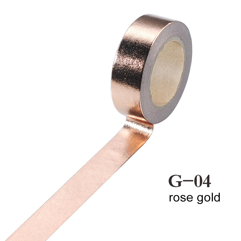 G04 rose gold DIY Скрапбукинг инструменты самоклеющиеся японский стиль васи лента школьные принадлежности Золотая фольга блеск липкая бумага 15 мм* 10 м - Цвет: G04 rose gold