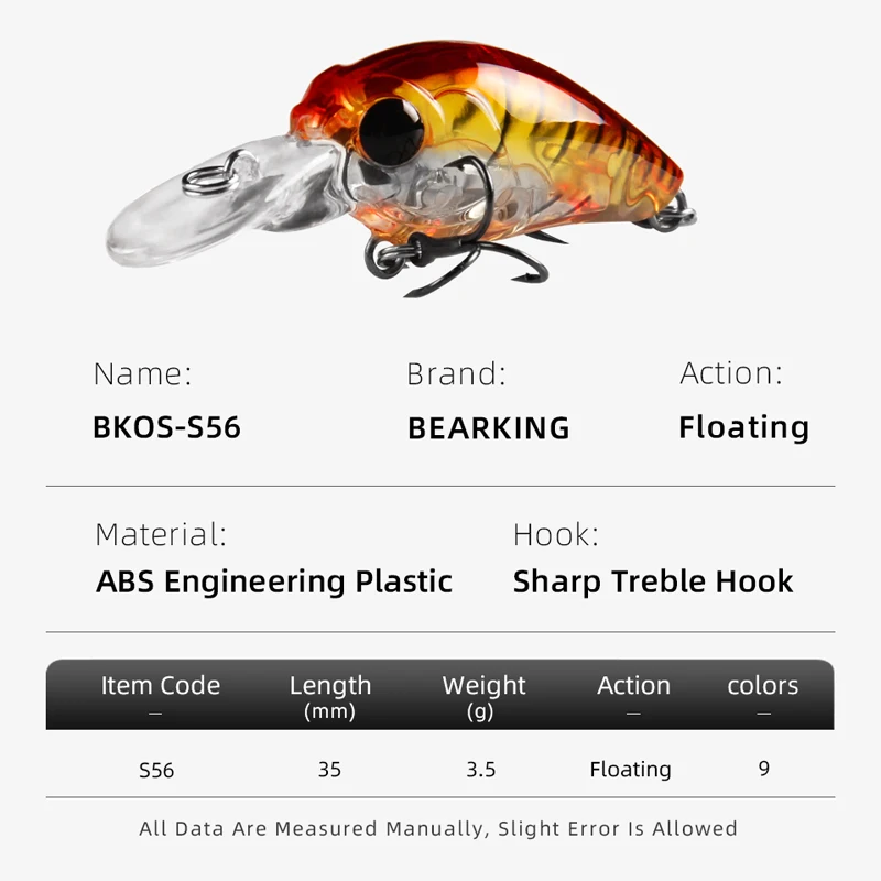 5 шт./лот горячая модель Горячая Распродажа рыболовные приманки bear king 35 мм/3 г