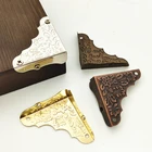 12 шт. 37 мм декоративный античный латунный ящик для ювелирных изделий Подарочная коробка для вина деревянный стол рамка для картин угловые кронштейны + винты