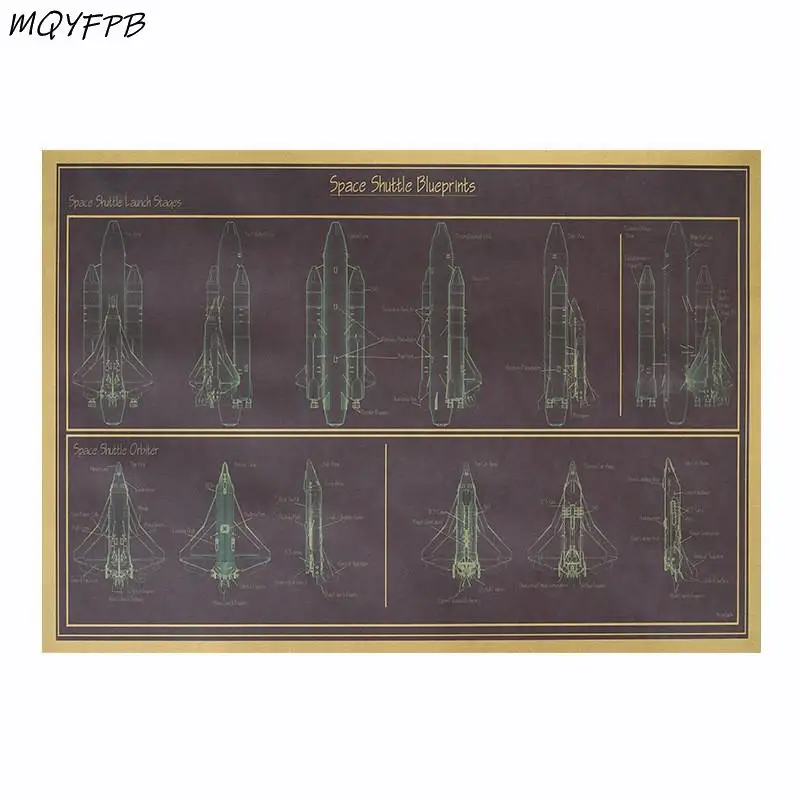 

Spaceship blueprint Kraft Paper Poster Home Decoration Wall Painting Core 50.5x35cm