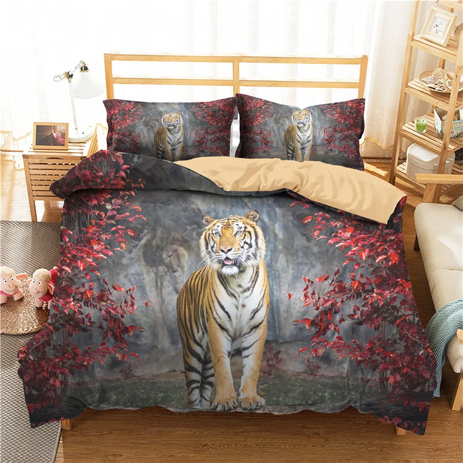 

A Bedding Set 3D Printed Duvet Cover Bed Set tiger Home Textiles for Adults Bedclothes with Pillowcase #LH19