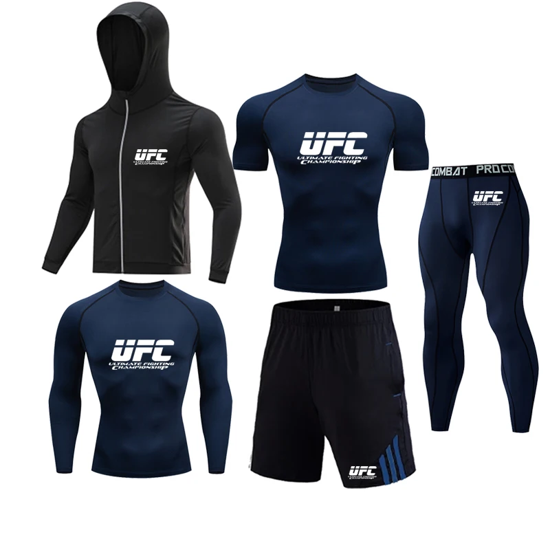 

Dry Fit Men's Training Sportswear Set Gym Fitness Compression Sport Suit Jogging Tight Sports Wear Clothes Male Rash Guard