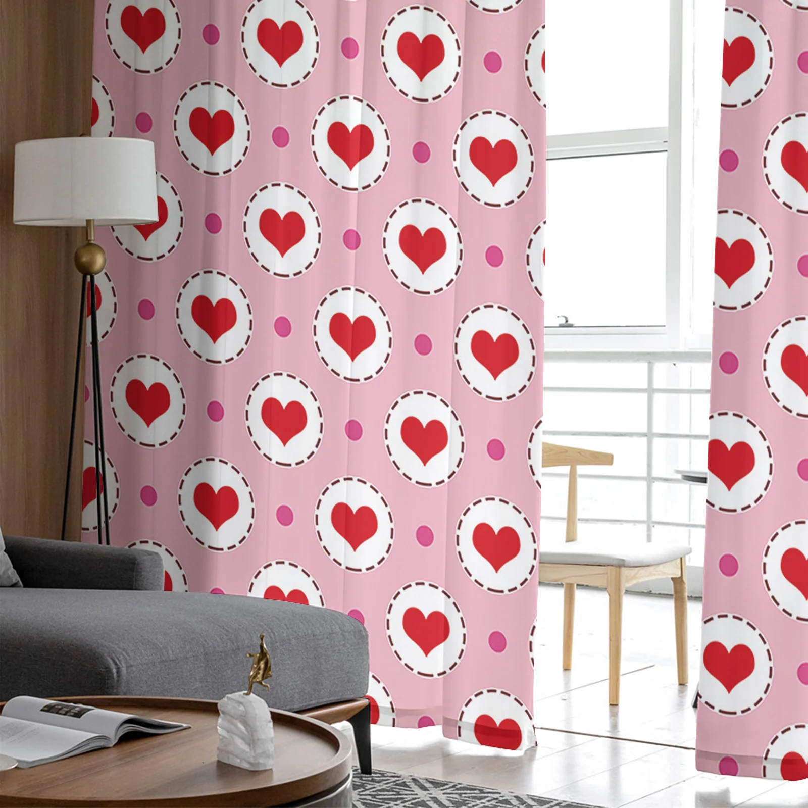 Love Circle Texture Lattice Sheer Curtains for Living Room Bedroom Tulle Window Drapes Kitchen Decoration | Дом и сад