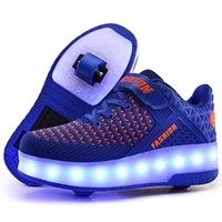 size 27 40 led glowing roller skate shoes with lights for children boys usb charged luminous sneakers on double wheels kid girls