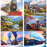 new 5d diy diamond painting train scenery diamond embroidery scenery cross stitch full square round drill crafts gift home decor