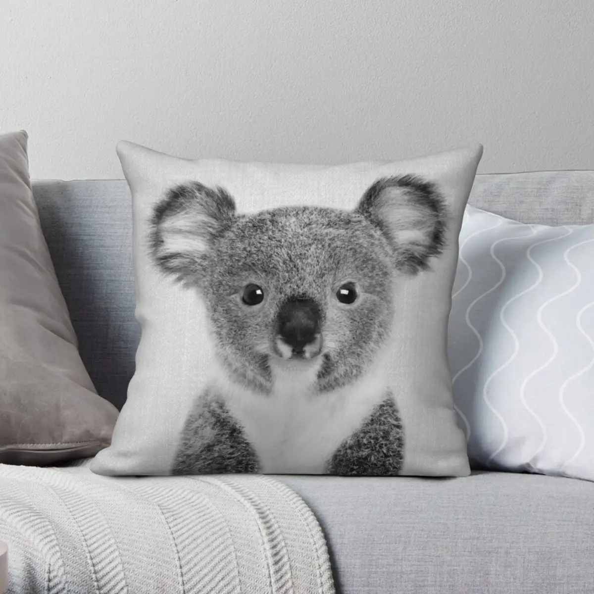 Чехол для детской подушки Koala Черно-Белая Квадратная наволочка из полиэстера и