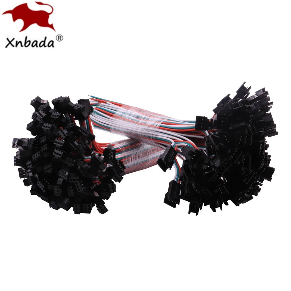 

10 пар 10 см 3Pin JST Коннектор мама и папа Led JST коннекторы 22AWG красный зеленый и белый провода для WS2811 WS2812B RGB светодиодная лента