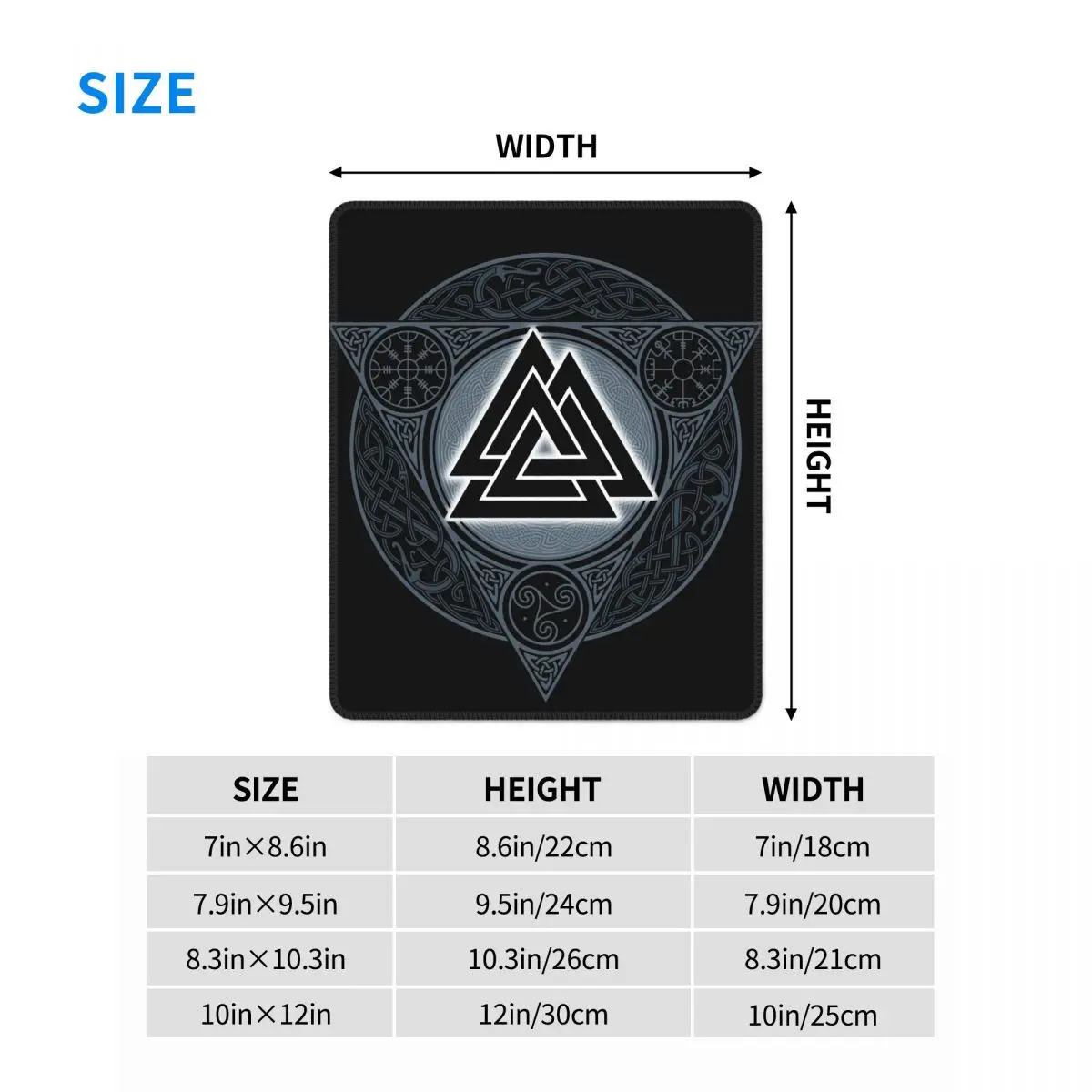 Коврик для мыши Valknut Ice Flame Vikings Valhalla Odin нескользящий коврик резиновый